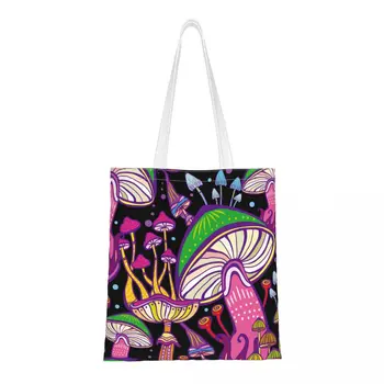 Красочная женская сумка-гриб, многоразовая сумка через плечо, модная сумка для покупок большой емкости, складная холщовая сумка для дам