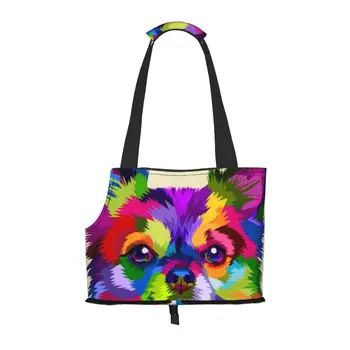 Красочная сумка-переноска для собак с карманом и страховочным тросом, мягкая переноска для маленьких собак для домашних животных, сумка-тоут для покупок на открытом воздухе