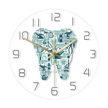Красочные настенные часы для зубов в стоматологической клинике, акриловые подвесные часы для ухода за зубами, настенные часы с бесшумным движением, декор, настенные часы