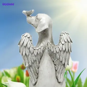 Креативная статуя собаки-ангела из смолы, надгробие для домашних собак, мемориал, украшения для животных в саду на открытом воздухе