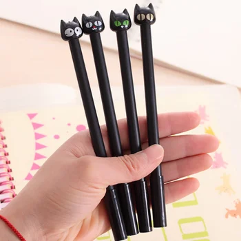 Креативные канцелярские принадлежности, Южная Корея, Супер Милый кот с большими глазами, Милый Черный кот, Черная нейтральная ручка, мультяшные водяные ручки