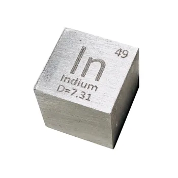 Кубик из чистого индия плотностью 25,4 мм и 1 дюйм для коллекции Element, изготовленный вручную для старинной металлической витрины, научный подарок