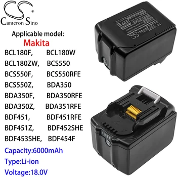 Кэмерон Китайско Перезаряжаемый Литий-ионный Инструментальный Аккумулятор 6000 мАч 18,0 В для Makita BCL180F, BCL180W, BCL180ZW, BCS550, BCS550Z, BDA350
