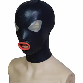 Латексный капюшон Резиновая маска ручной работы с открытыми ноздрями и ртом С прозрачным окошком для глаз Сексуальные костюмы для косплея на Хэллоуин для мужчин и женщин