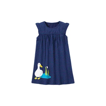 Летнее детское платье для маленькой девочки, маленькое платье в белый горошек, хлопковое платье без рукавов с рисунком утки из мультфильма для девочек, новинка 2023 года
