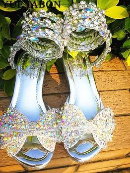 Летние роскошные сандалии-гладиаторы, женские босоножки на танкетке, женские босоножки на платформе со стразами в стиле Змеиный панк, туфли для свадебной вечеринки