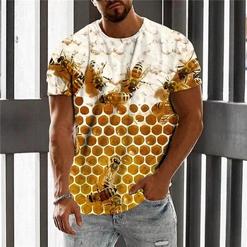 Летние футболки с 3D принтом Honey Bee, уличная одежда для мужчин и женщин, повседневная модная негабаритная футболка с коротким рукавом, Детские футболки, топы, одежда