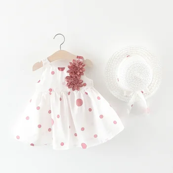 летняя одежда из 2 предметов, пляжные платья для маленьких девочек, повседневное модное платье принцессы с милым бантом и принтом + шляпа (или сумка), комплект одежды для новорожденных