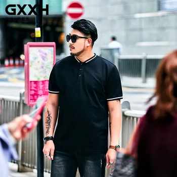 Летняя трендовая мужская рубашка поло GXXH с коротким рукавом большого размера для больших и высоких, повседневная однотонная мужская рубашка поло XXL, XXXL 4XL 5XL 6XL 7XL