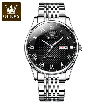 Лидирующий бренд OLEVS5562 Мужские часы Classic SimpleQuartz Мужские часы из Нержавеющей Стали Водонепроницаемые Наручные Часы с Римской Шкалой Дата Неделя