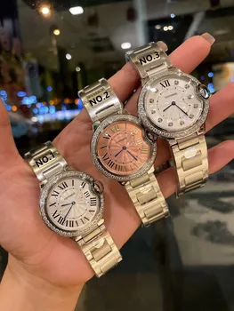 Лучшие роскошные женские кварцевые часы из нержавеющей стали с квадратным бриллиантовым безелем, розовый циферблат с римским номером, наручные часы, женские часы 36 мм
