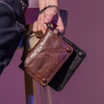 Маленькая кожаная сумочка AETOO мужская vertical tide брендовая мягкая кожаная многофункциональная сумка для водительских прав большой емкости в стиле ретро