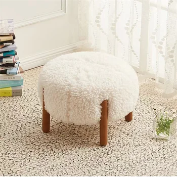 Маленький деревянный Роскошный табурет для ног, белый дизайн, Современный круглый табурет для ног, Минималистичные табуреты для кемпинга, Мебель для гостиной