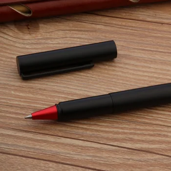 Матовая черная шариковая ручка 35 мм, металлические ручки с красными чернилами для подписи, канцелярские принадлежности, школьные принадлежности, Новинка