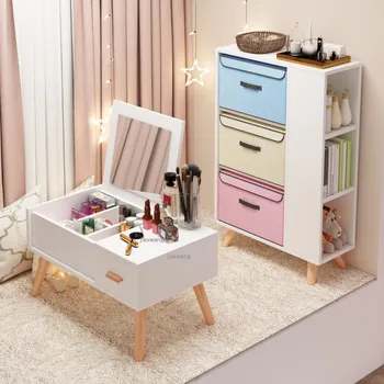 Мини-комоды с эркером в скандинавском стиле, простая мебель для спальни, домашний туалетный столик, современный туалетный столик из массива дерева, шкаф для хранения вещей