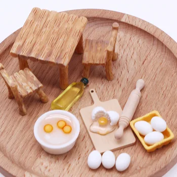Миниатюрный кукольный домик в масштабе 1: 12, Инструменты для выпечки, Игрушечная модель еды, Скалка, Взбивалка для яиц, Пакеты для муки, Мини-кухонные принадлежности