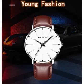 Минималистичные мужские модные ультратонкие часы Минималистичный для мужчин деловой ремень кварцевые часы мужские мужские часы