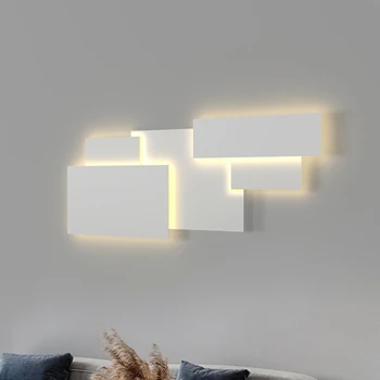 Минималистичный настенный светильник в гостиной, креативная квадратная комбинация, прикроватная лампа для спальни, простая современная лампа для дивана