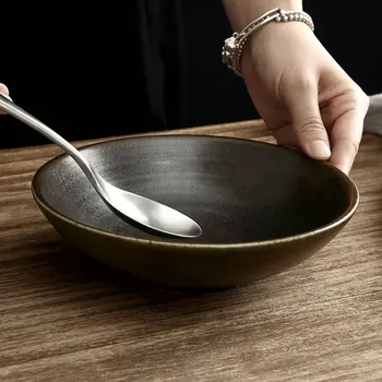 Миска для лапши Lamian в японском стиле, домашняя керамическая миска для супа, индивидуальность, большая фруктовая салатница, креативная посуда.