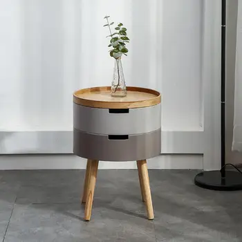Многофункциональный журнальный столик из массива дерева в скандинавском стиле, простой диван, приставной столик, Угловая кровать, круглый стол, ящик для хранения, Торцевые столики, стол