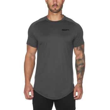 Многоцветная футболка с модным принтом с короткими рукавами, спортивная одежда для фитнеса, бодибилдинга, сетчатая дышащая быстросохнущая рубашка, мужские облегающие топы
