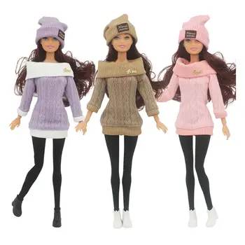Модное зимнее пальто, кавайные вещи, шляпа, обувь, брюки, 6 предметов/лот, детские игрушки, бесплатная доставка, вещи и аксессуары для Барби, девочка-игра своими руками