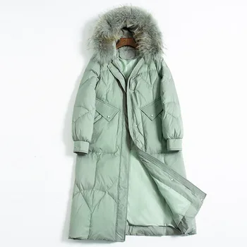 модное зимнее пуховое пальто с капюшоном и меховым воротником, женская куртка на 90% белом утином пуху, толстые теплые парки, женская верхняя одежда