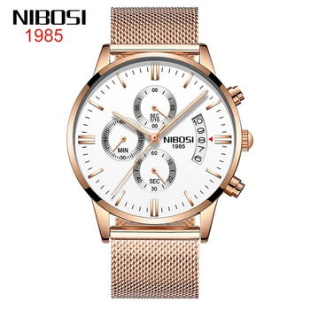 Модные мужские часы NIBOSI, лучший бренд, Роскошные деловые часы для мужчин, Водонепроницаемые кварцевые часы из нержавеющей стали Relogio Masculino