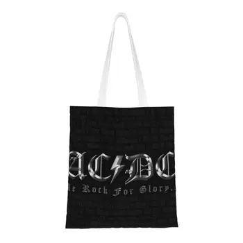Модные сумки для покупок с музыкой AC DC Heavy Metal, переработанные австралийской рок-группой, холщовая сумка для покупок через плечо