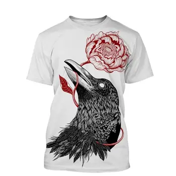 Мужская Повседневная футболка с 3D принтом Животных Blackbird Harajuku Street Clothing 2023 New Crow, Футболка с короткими рукавами, Летняя Уличная Одежда