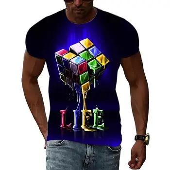 Мужская футболка с 3D-принтом Magic Cube, летняя повседневная футболка Harajuku, топ Унисекс, Уличная одежда Оверсайз