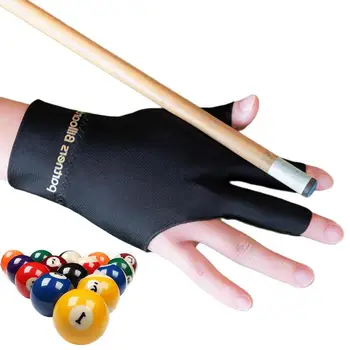 Мужские Женские черные перчатки для бильярда с восемью снукерами и тремя пальцами, нескользящие наклейки из чистого хлопка, Бильярдные перчатки для одной левой руки