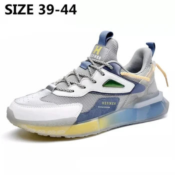 Мужские кроссовки, дышащая легкая спортивная обувь, нескользящие тренировочные кроссовки для бега, повседневные кроссовки из сетчатого материала на шнуровке.