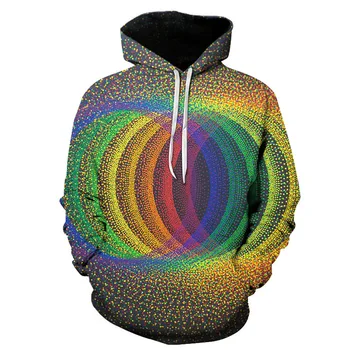 Мужские толстовки cool creative color magic stacked geometric printing 3D hoodie удобный мужской пуловер большого размера толстовка