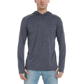 Мужские футболки для бега EKLENTSON с защитой от ультрафиолета, с отверстием для большого пальца, Футболки с капюшоном с длинным рукавом, быстросохнущие Спортивные футболки, пуловеры, толстовки