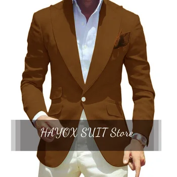 Мужской костюм, однобортный пиджак с воротником-лацканом, топ с несколькими карманами, деловой официальный комбинезон, пальто для жениха на свадьбу для собеседования в офисе