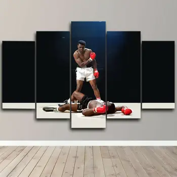 Мухаммед Али Профессиональный боксер Boxer Legend Холст, настенный арт-принт, картины для домашнего декора, плакаты, картины для декора комнаты, 5 панелей HD Печати