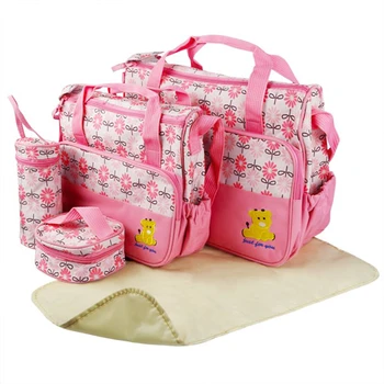 набор детских многофункциональных сумок для подгузников 5шт, прочные больничные изолированные карманы с подгузником, водонепроницаемые ремни для коляски