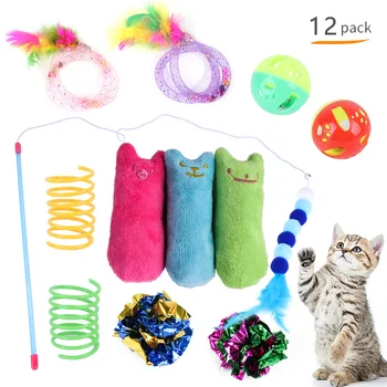 Набор игрушек для домашних кошек 12 комплектов, дразнящих кошек, мышь, набор игрушек с несколькими комбинациями
