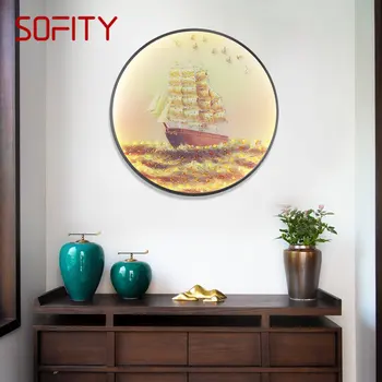 Настенный светильник SOFITY, современная лодка с фигуркой рыбы, Светодиодные бра, Круглая лампа, Креативная для дома, спальни