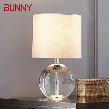 Настольная лампа с подсветкой в виде кролика, современная простая настольная лампа с круглым хрустальным светодиодом для украшения дома, спальни.