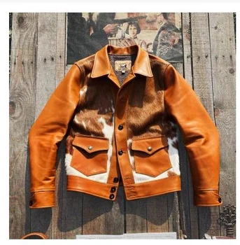 Натуральная овечья кожа элитного бренда real YR! Новое поступление 2023 года. роскошная коричневая куртка из натуральной кожи США, качественное мужское тонкое байкерское кожаное пальто.Clas