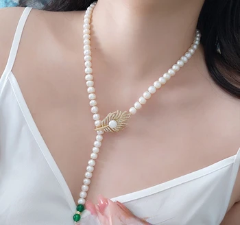 Натуральное 8-9 мм пресноводное жемчужное ожерелье подлинная сильная легкая женская материнская цепочка жемчужная цепочка для отправки матери