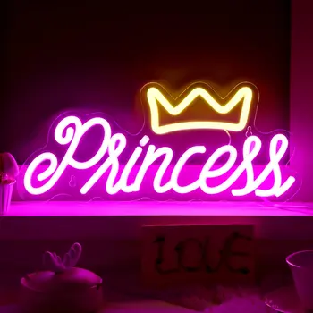 Неоновая светодиодная вывеска Crown Queen, дизайн USB-выключателя, Розовая девушка, настенное искусство для бара, магазина, вечеринки, Кавайного декора стен комнаты