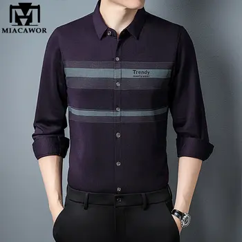 Новая Весенне-осенняя Мужская рубашка в полоску с длинным рукавом в Корейском стиле Slim Fit Casual Camisa Masculina Мужская одежда C940