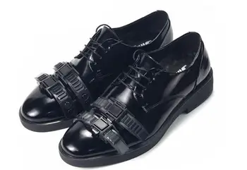 Новая модная мужская обувь в стиле дерби, повседневная обувь из натуральной кожи для мужчин, черные туфли в стиле панк
