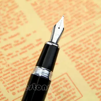 Новая перьевая ручка Jinhao 159 черно-серебристого цвета с М-образным пером толщиной