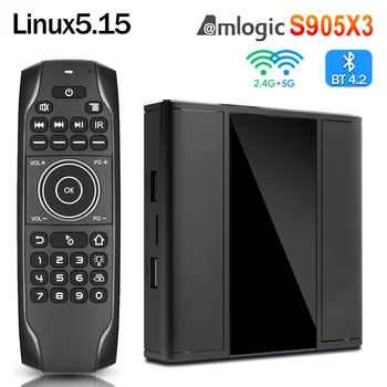 Новейший Linux5.15 OS TV BOX Amlogic S905X3 1000M 2,4 G/5G Двойной WiFi USB3.0 BT4.2 4 ГБ 64 ГБ Смарт-приставка 2 ГБ/16 ГБ 4 ГБ /32 ГБ
