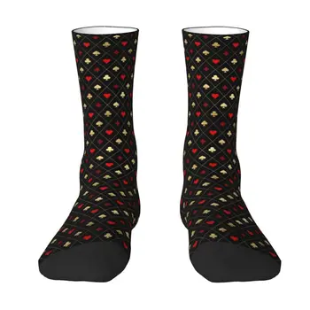 Новинка, мужские носки для игры в покер, теплые удобные носки Унисекс с 3D-печатью Heart Diamond Club, носки Queen of Spade Crew