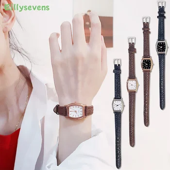 Новые женские наручные часы из квадратного розового золота, модные кожаные брендовые часы, женские кварцевые часы Montre Femme